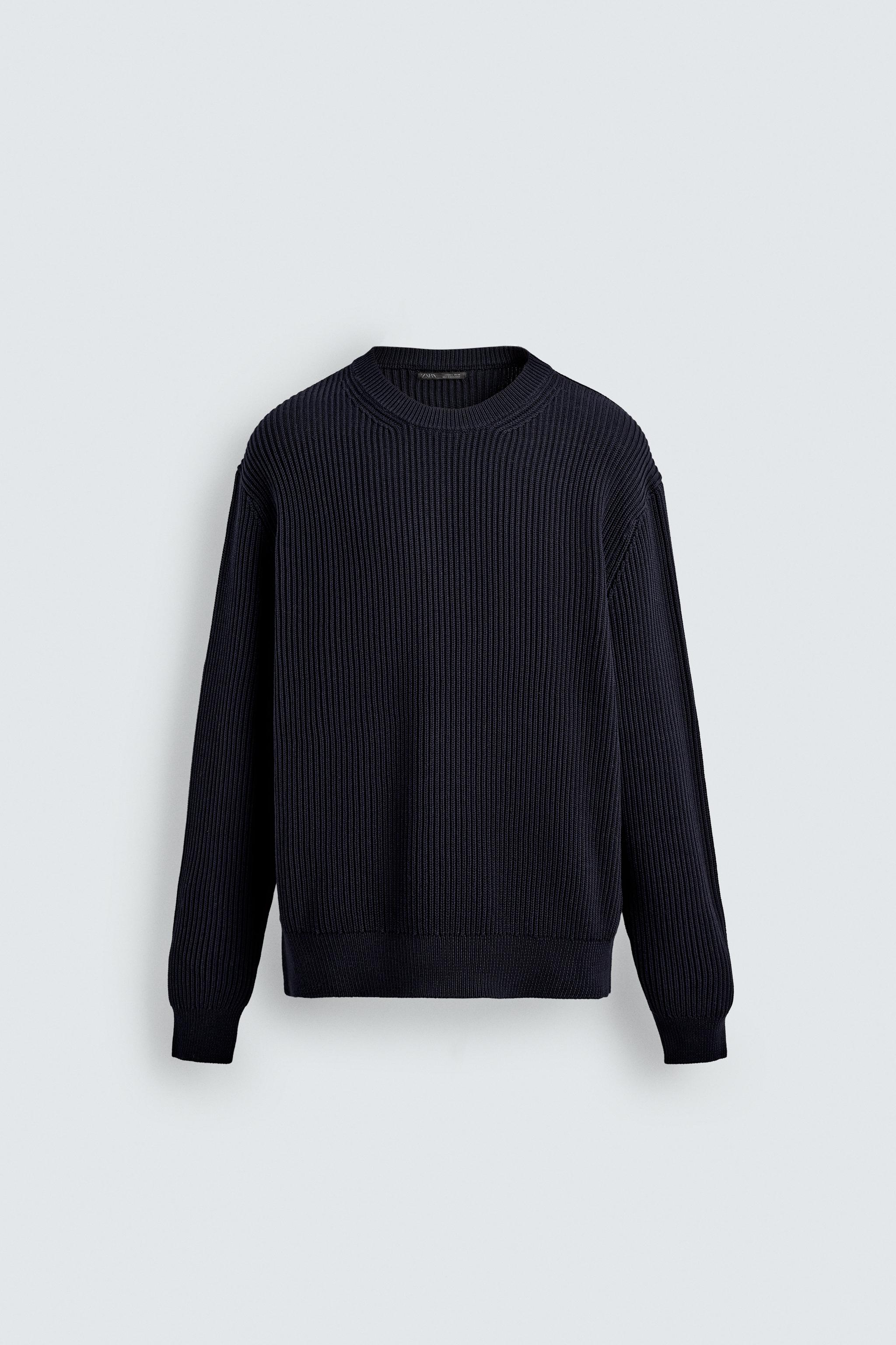 RIBBED TEXTURED SWEATER Navy blue ZARA Canada - Main Image