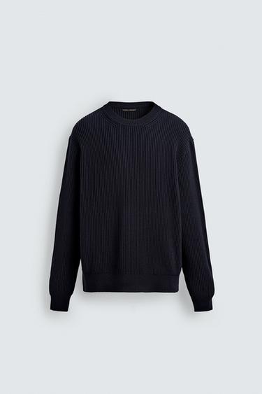 RIBBED TEXTURE SWEATER - Navy blue by Zara