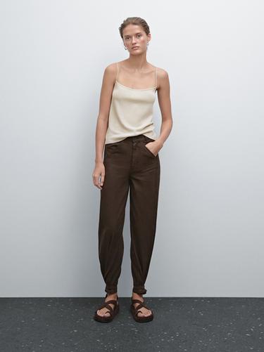 Zara Textured strappy top - Stone - Image 0