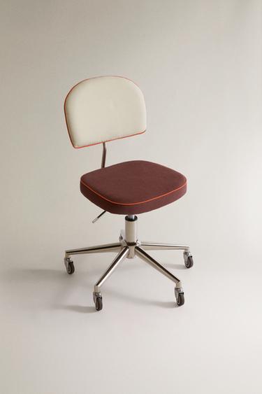 CHILDREN’S DESK CHAIR WITH WHEELS AND PIPING — Multicoloured 1