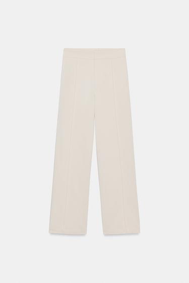 스트레이트 너브 팬츠 - Zara 크림