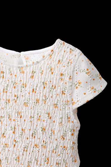 FLORAL SMOCKED DRESS - Ecru by Zara