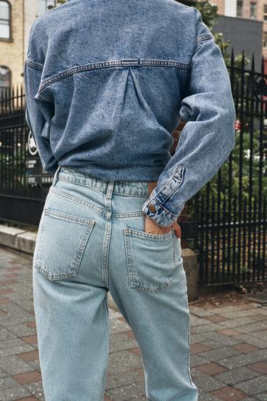 Zara HIGH RISE Z1975 STRAIGHT LEG JEANS - Light blue