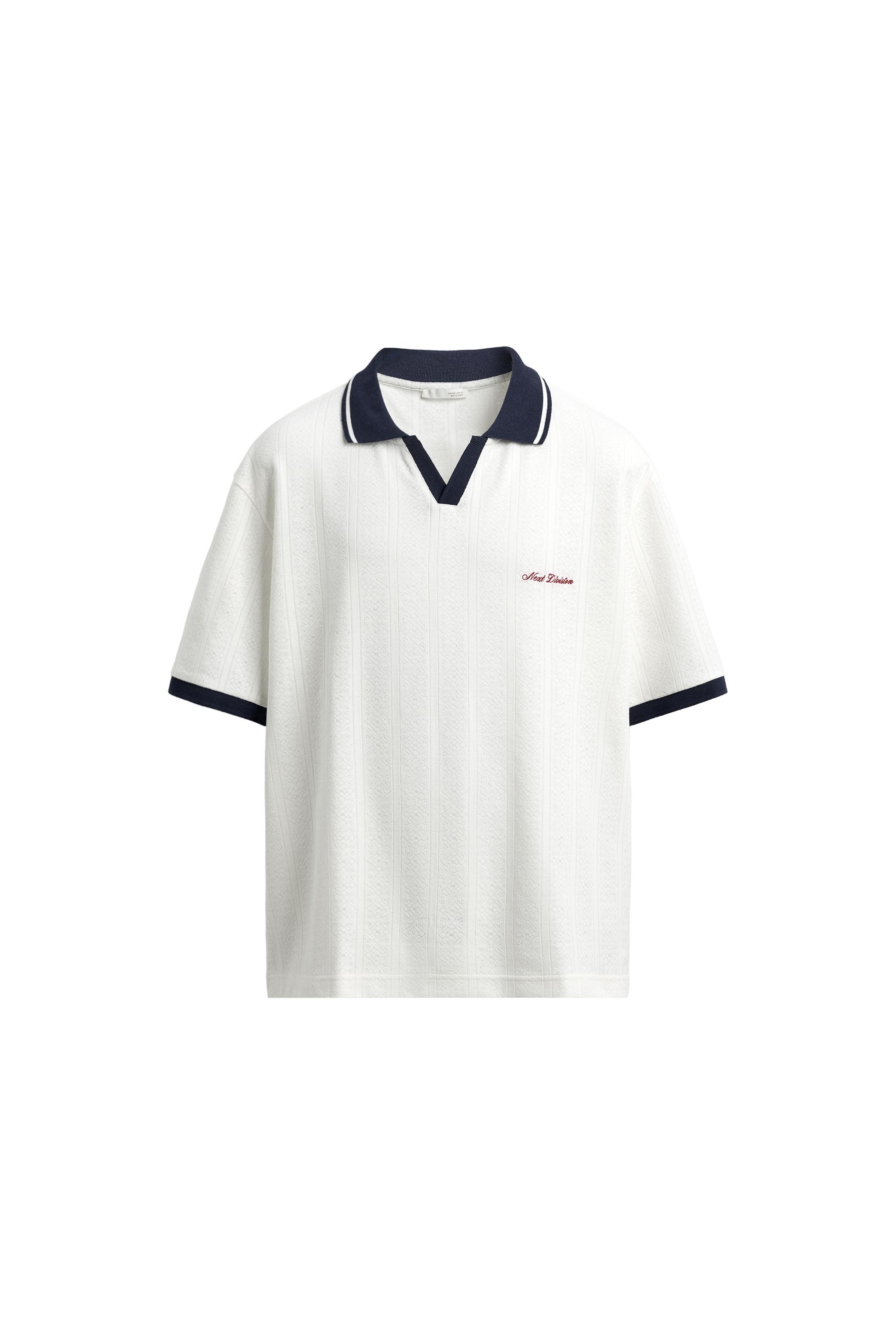 POLO JACQUARD VERTICAL BRODÉ - Écru / Bleu | ZARA France
