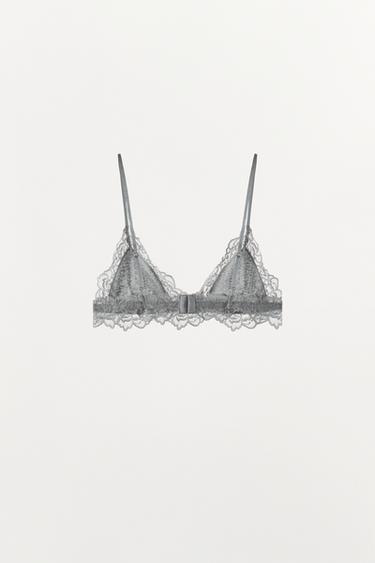 BRALETTE POINTELLE EN DENTELLE - Gris chiné de Zara - Image 6