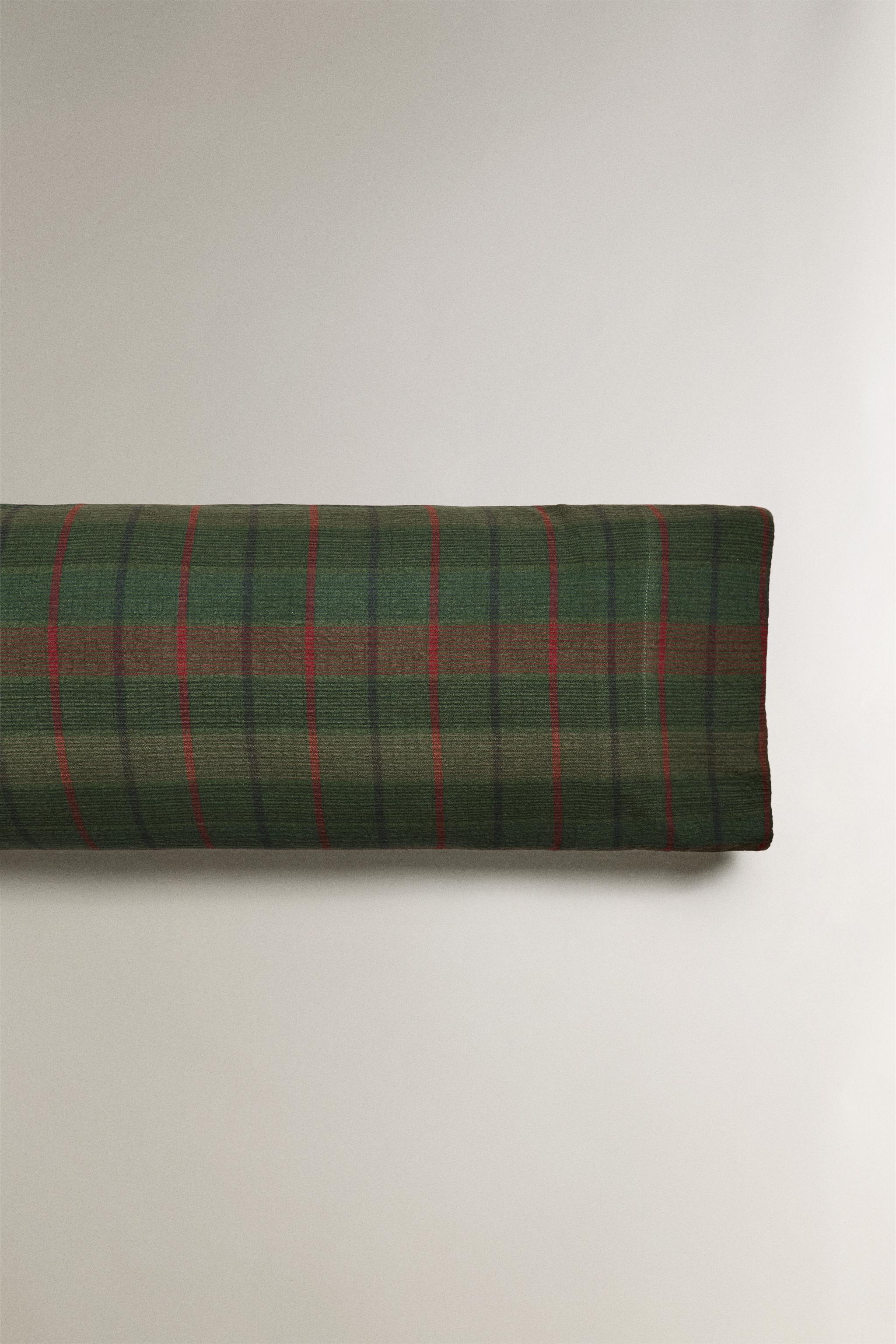 CHRISTMAS TARTAN CHECK COTTON PILLOWCASE