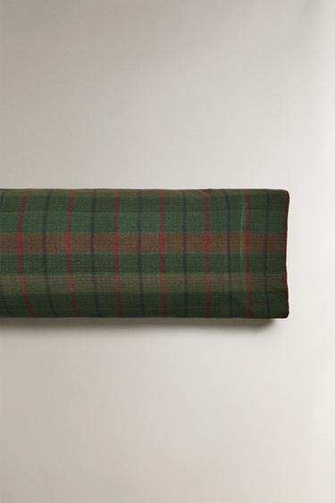 CHRISTMAS TARTAN COTTON PILLOWCASE - Dark green by Zara - Image 4