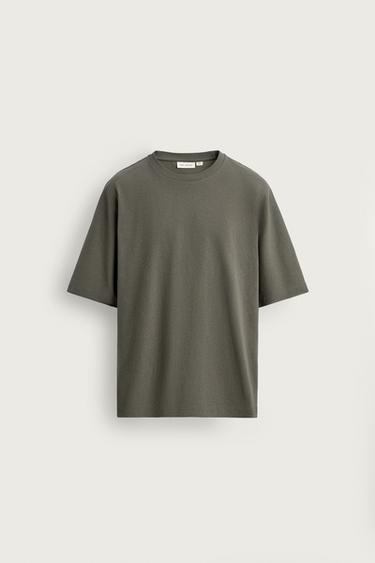 HEAVYWEIGHT BOXY FIT T-SHIRT - Grey green by Zara