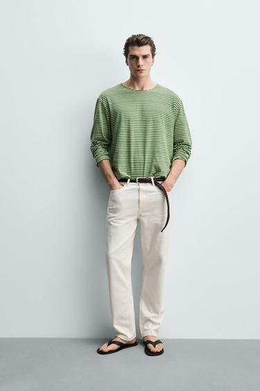 PANTALÓN STRAIGHT FIT TIRO BAJO - Blanco roto de Zara