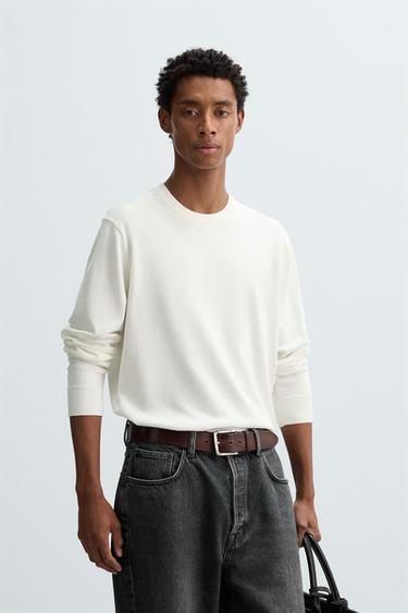 COTTON-HEMP SWEATER - Oyster-white by Zara