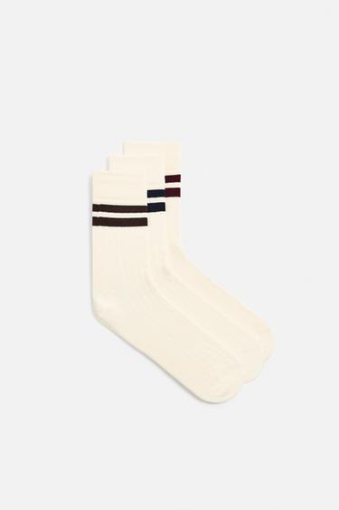 3-PACK OF STRIPED SOCKS - Ecru by Zara - Image 1