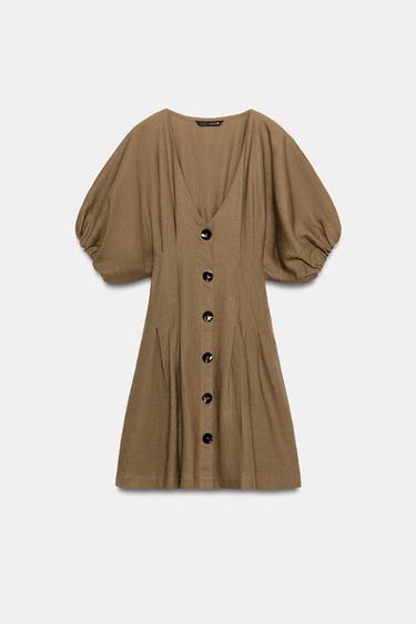 LINEN MINI DRESS - Tobacco by Zara
