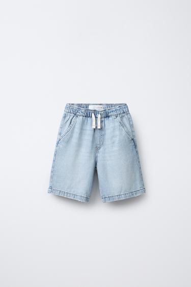 LOOSE DENIM BERMUDA SHORTS - Light blue by Zara