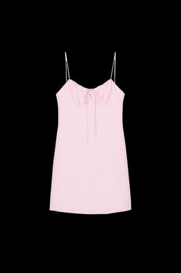 VESTIDO MINI CUADRO VICHY - Rosa / Blanco de Zara - Imagen 0
