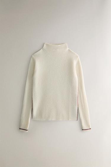 EFFEN GERIBDE KASJMIER TRUI - Lichtbeige van Zara - Afbeelding 0