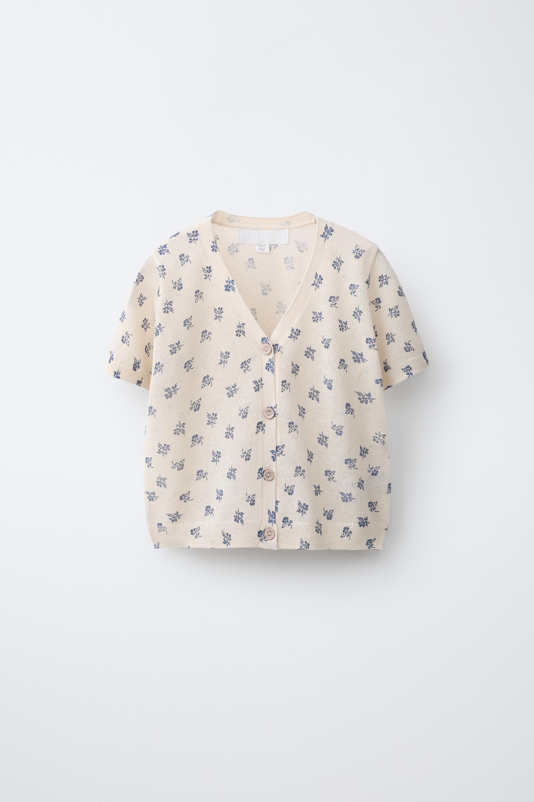 ZARA フローラルプリントニットトップス　M 新品】ZARA ZARA フローラルプリントニットトップス - メルカリ