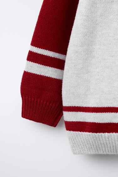 KNIT VARSITY PATCH POLO SHIRT - Dark burgundy by Zara - Image 3