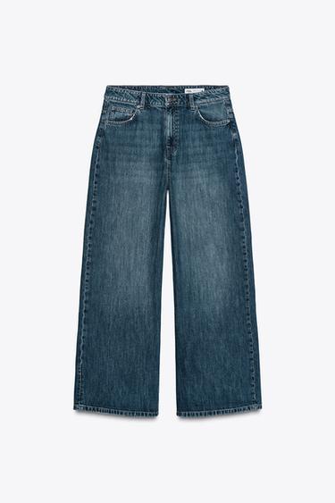 Zara ZW COLLECTION HIGH WAIST WIDE LEG JEANS - Mid-blue