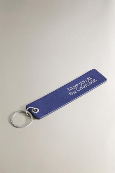 LEATHER TENNIS KEYRING - Blue by Zara - Image 1
