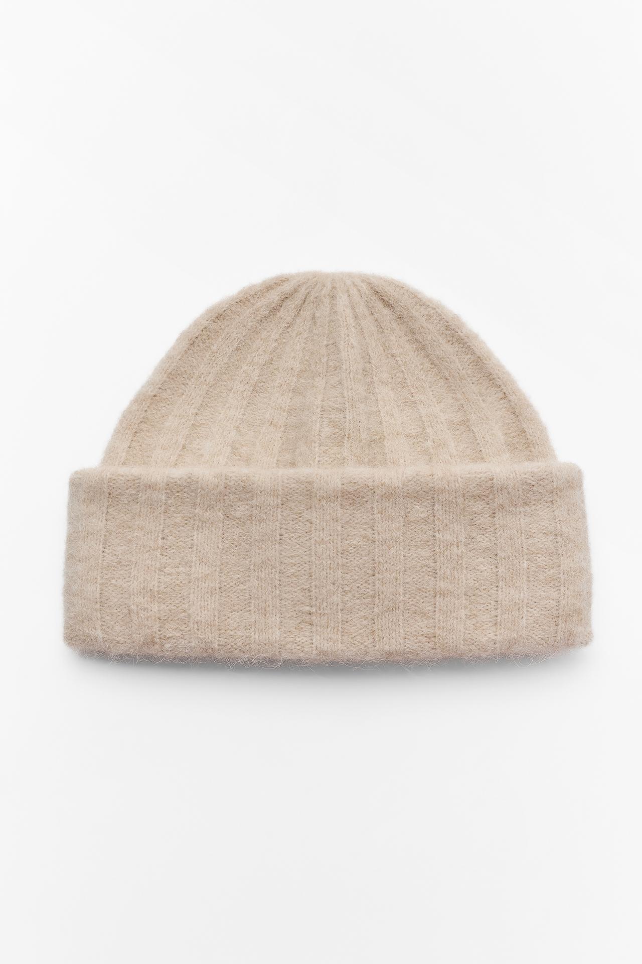 BASIC TURN-UP KNIT BEANIE — Sand