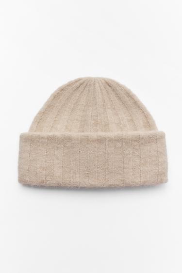 BASIC TURN-UP KNIT BEANIE — Sand 1