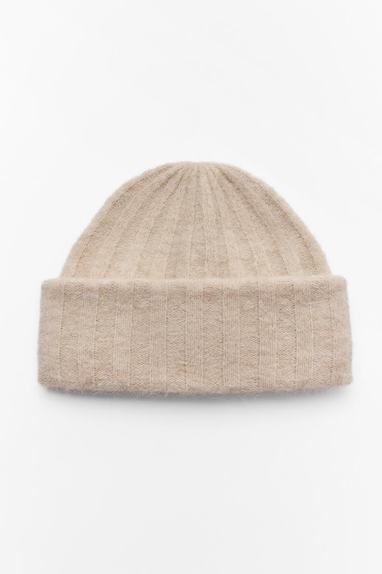 BASIC TURN-UP KNIT BEANIE — Sand