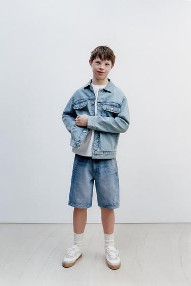 GEACĂ DENIM CU EFECT UZAT - Albastru mediu de la Zara