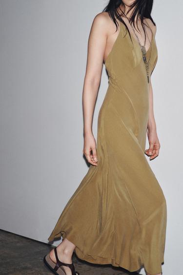 VESTIDO LENCERO ZW COLLECTION - Khaki de Zara