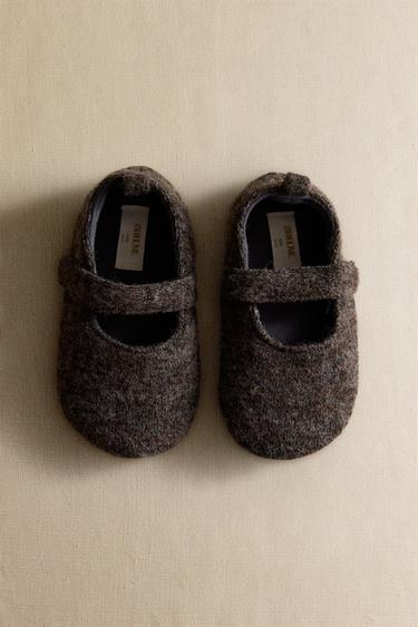 Zara CHILDREN'S WOOL EFFECT BALLET FLATS - Gray