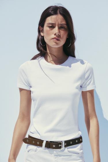 CAMISETA COSTURA ESPALDA - Blanco de Zara