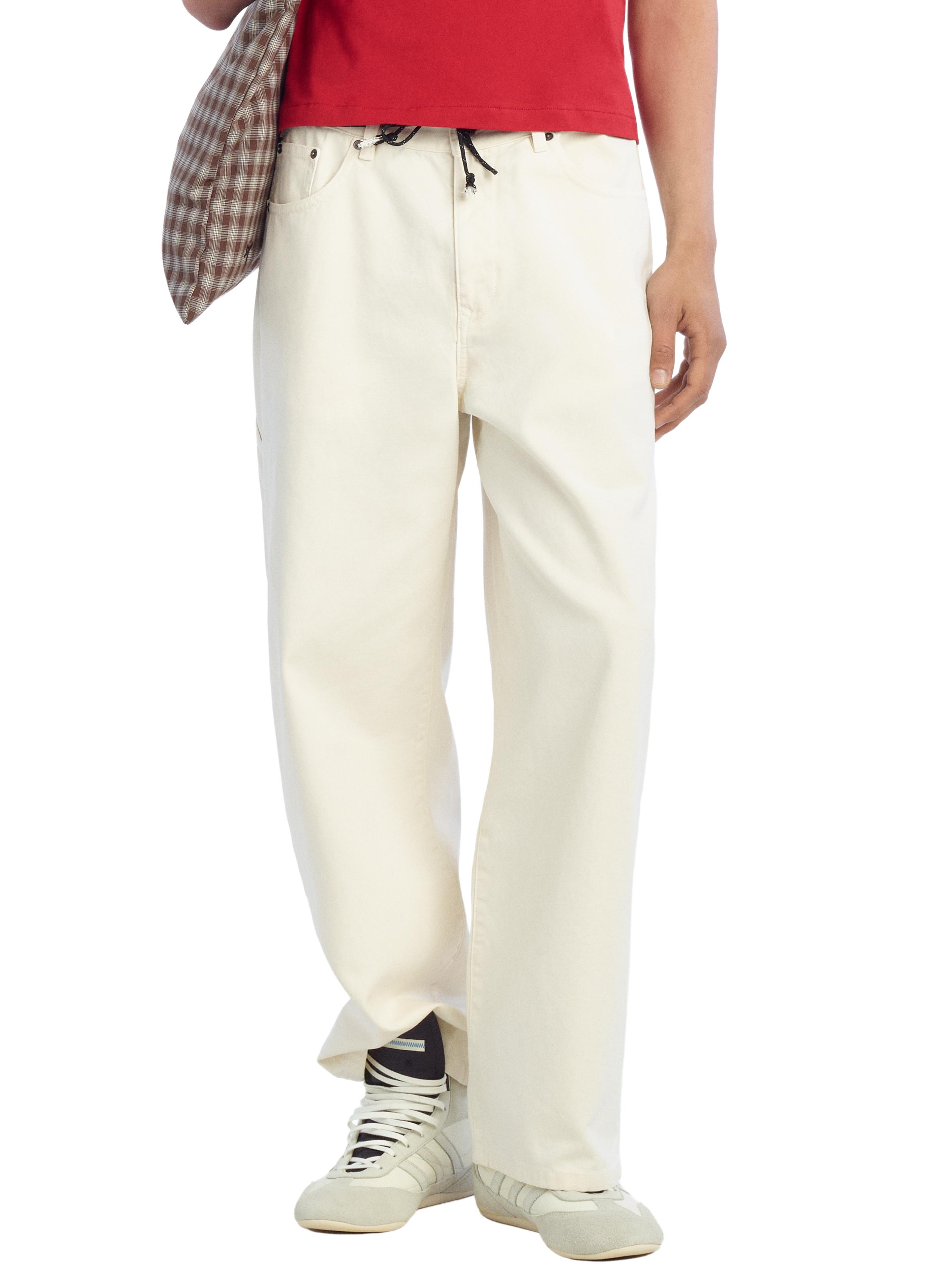 RELAXED FIT CARPENTER POCKET PANTS — Ecru