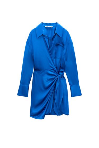 SATIN EFFECT WRAP DRESS