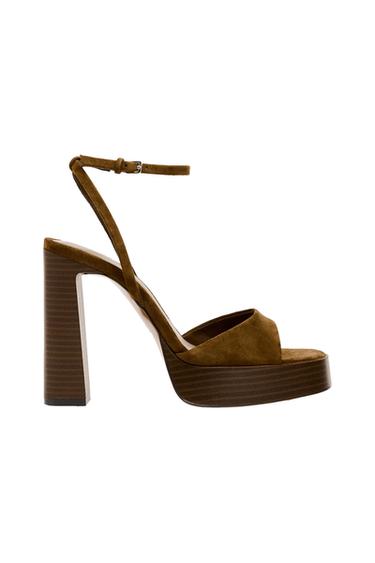 CHUNKY HEELED PLATFORM SUEDE SANDALS