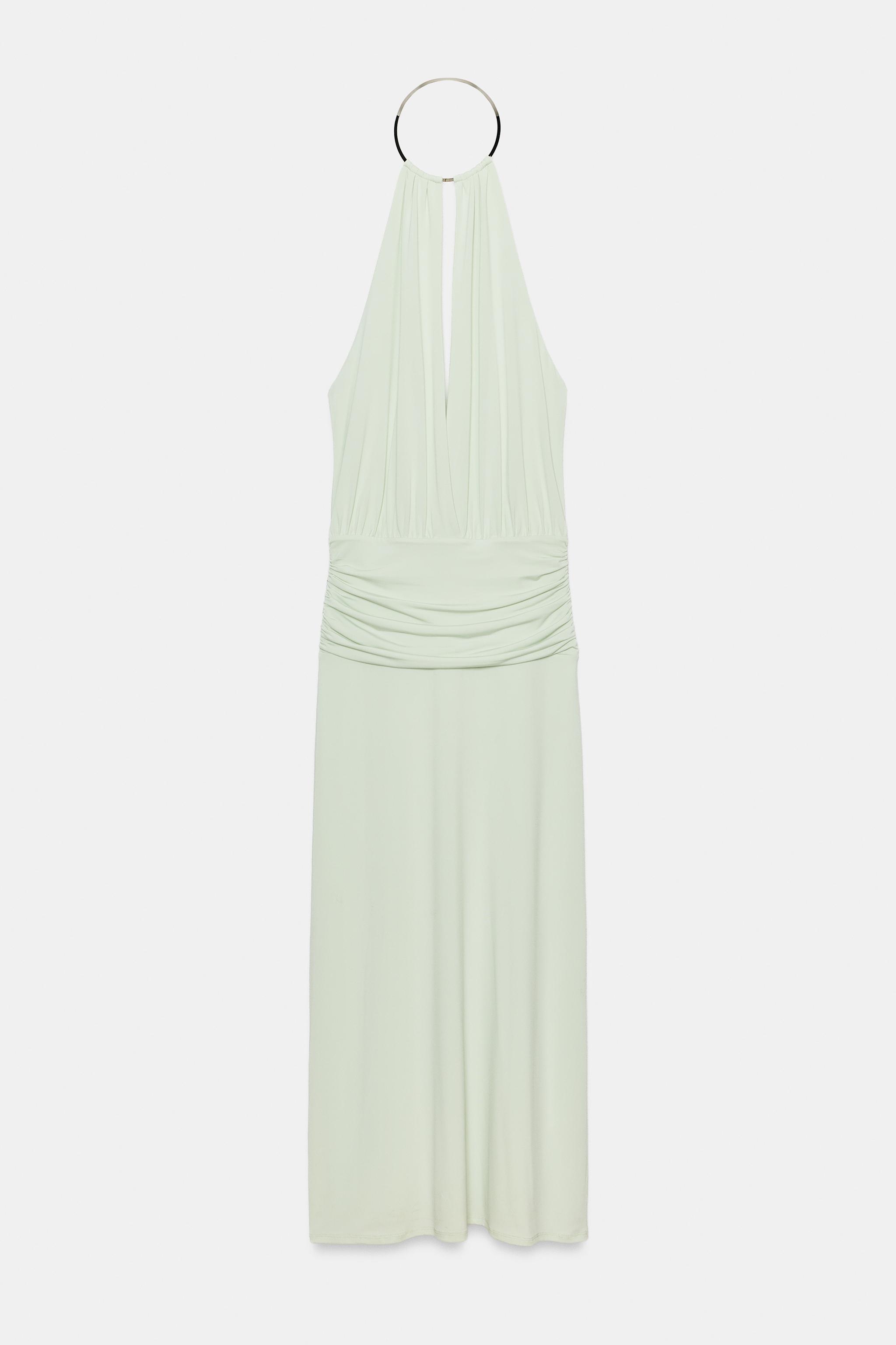 Женские платья Zara CHOKER SLIT MAXI DRESS — фото 7