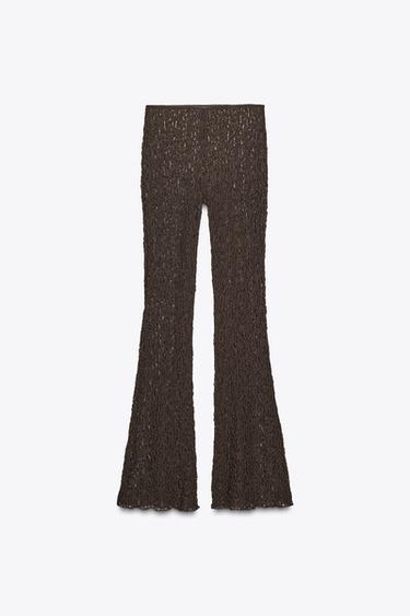 LACE FLARE TROUSERS - Brown by Zara - Image 5