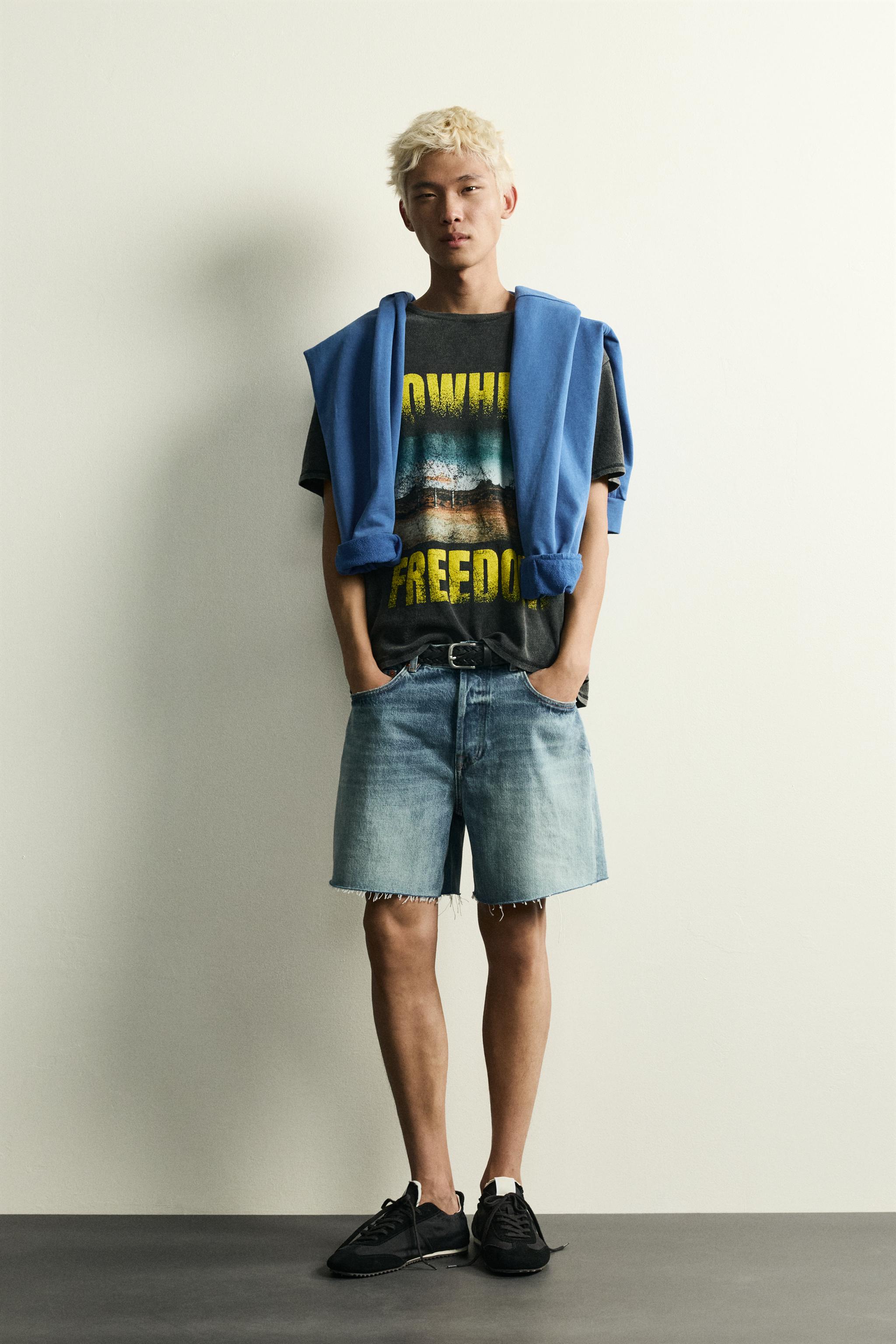 T-SHIRT EN MAILLE IMPRIMÉ DÉLAVÉ