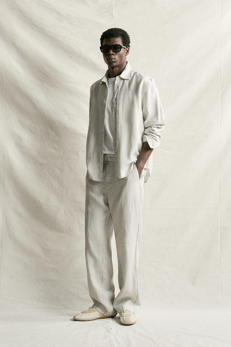 100% LINEN REGULAR FIT TROUSERS