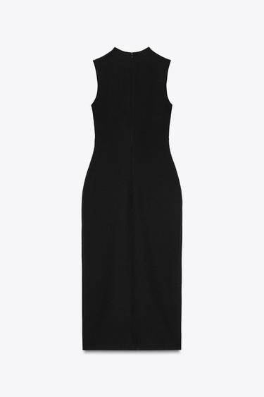 MIDIKLEID AUS CREPE MIT GÜRTEL - Schwarz von Zara