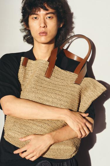 Zara 編織托特包 - 米白色