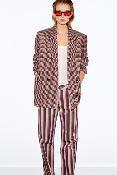 BLAZER CRUZADA OVERSIZE CUADRO VICHY - Rosa de Zara