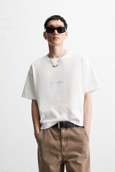 WASHED PRINT T-SHIRT - Oyster-white by Zara