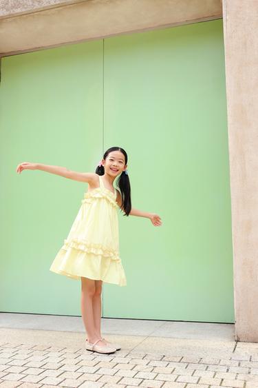 POPLIN RUFFLED DRESS - Yellow by Zara
