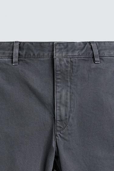WASHED TEXTURED COTTON TROUSERS - Light indigo by Zara - Image 8
