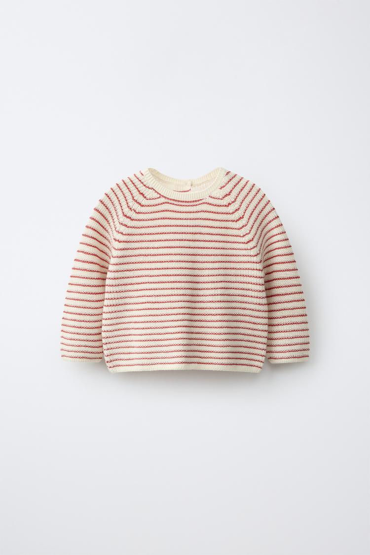 2-IN-1 WOOL BLEND SWEATER JACKET — Ecru / Red