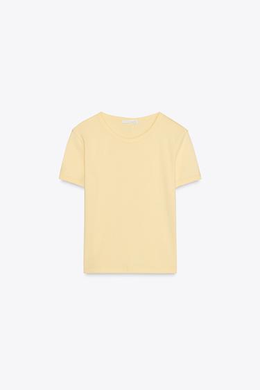 T-SHIRT WITH BACK SEAM - Yellow by Zara - Image 3
