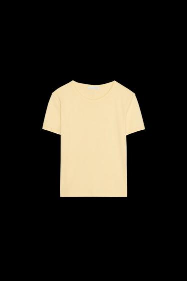 T-SHIRT MIT ZIERNAHT AM RÜCKEN - Gelb von Zara - Bild 0