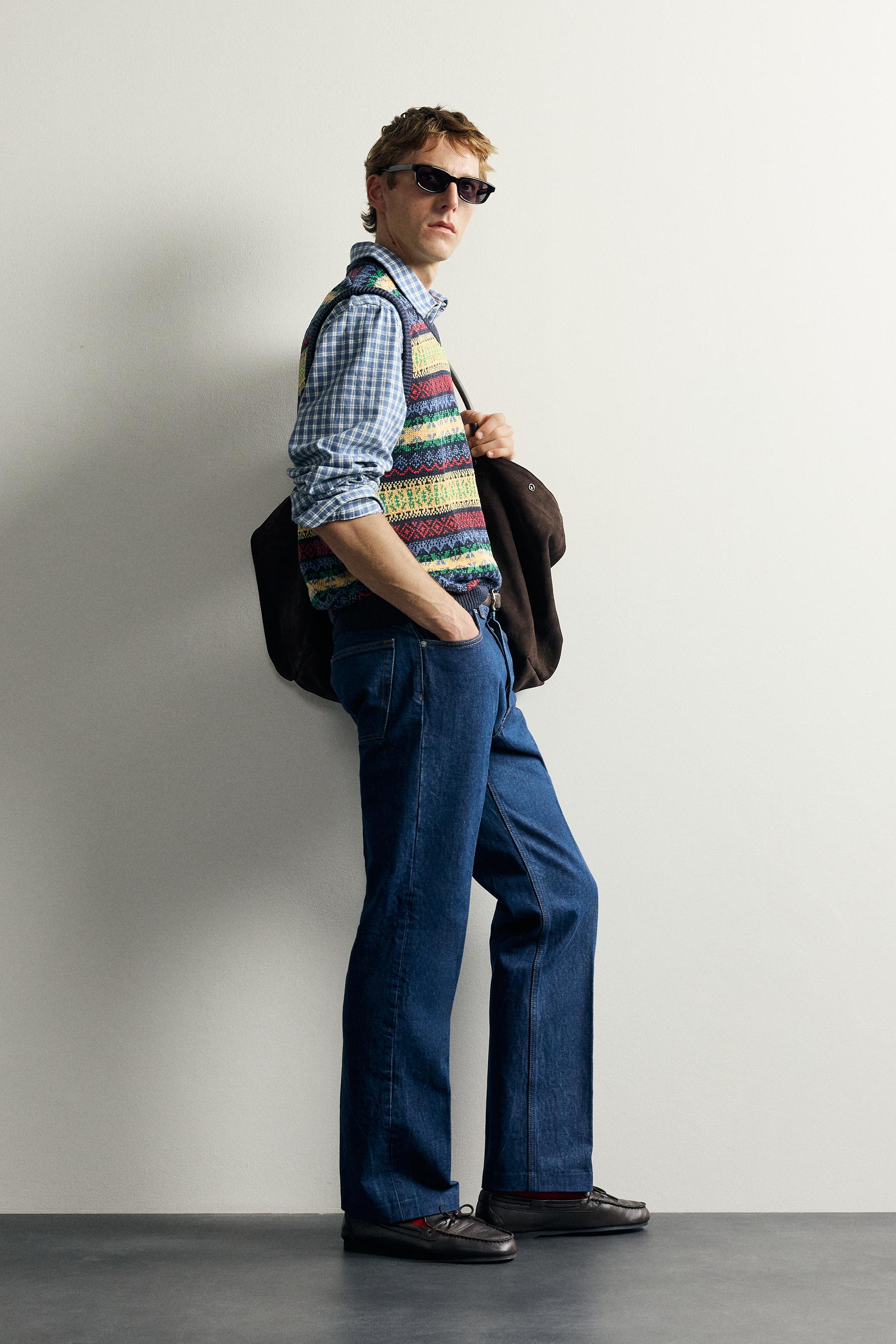 AARON LEVINE X ZARA 100% LINEN GEOMETRIC JACQUARD KNIT VEST
