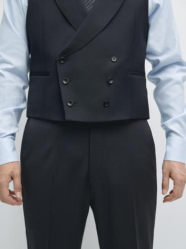 Chaleco traje mezcla lana fría - Marino de Zara