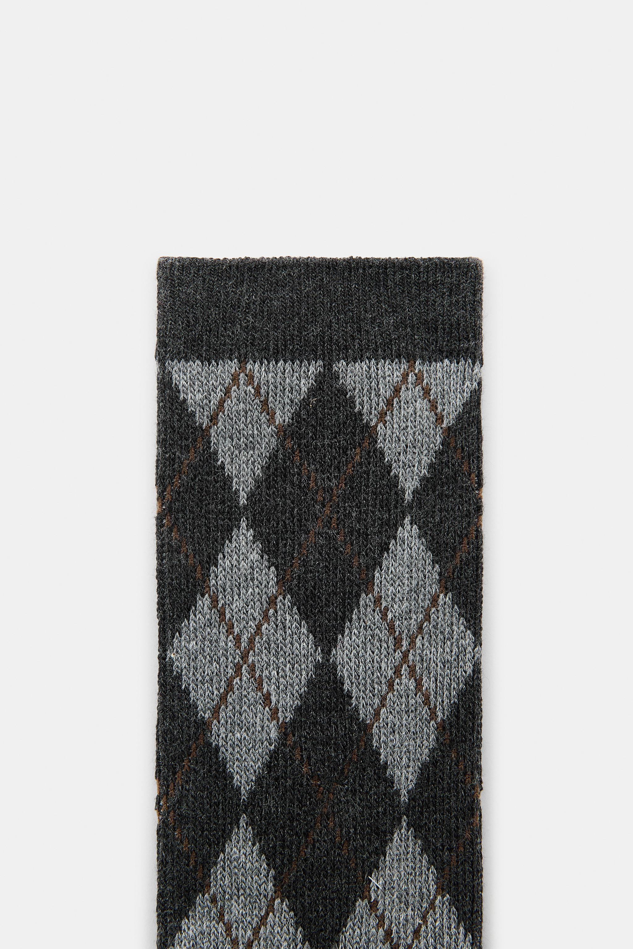 DIAMOND PATTERN COTTON SOCKS