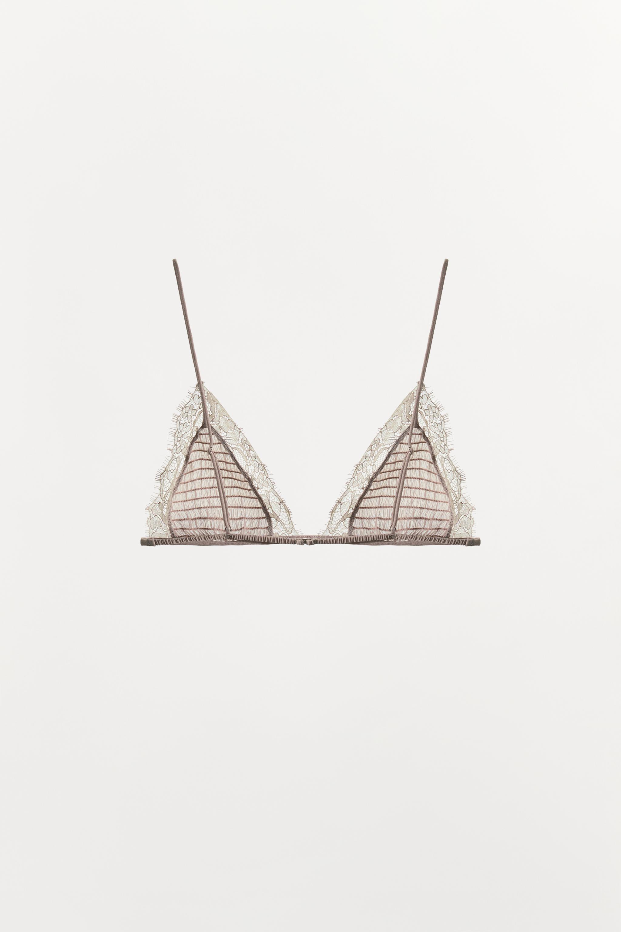 Бралетт TEXTURED, треугольные чашки, кружево — Zara — фото 7